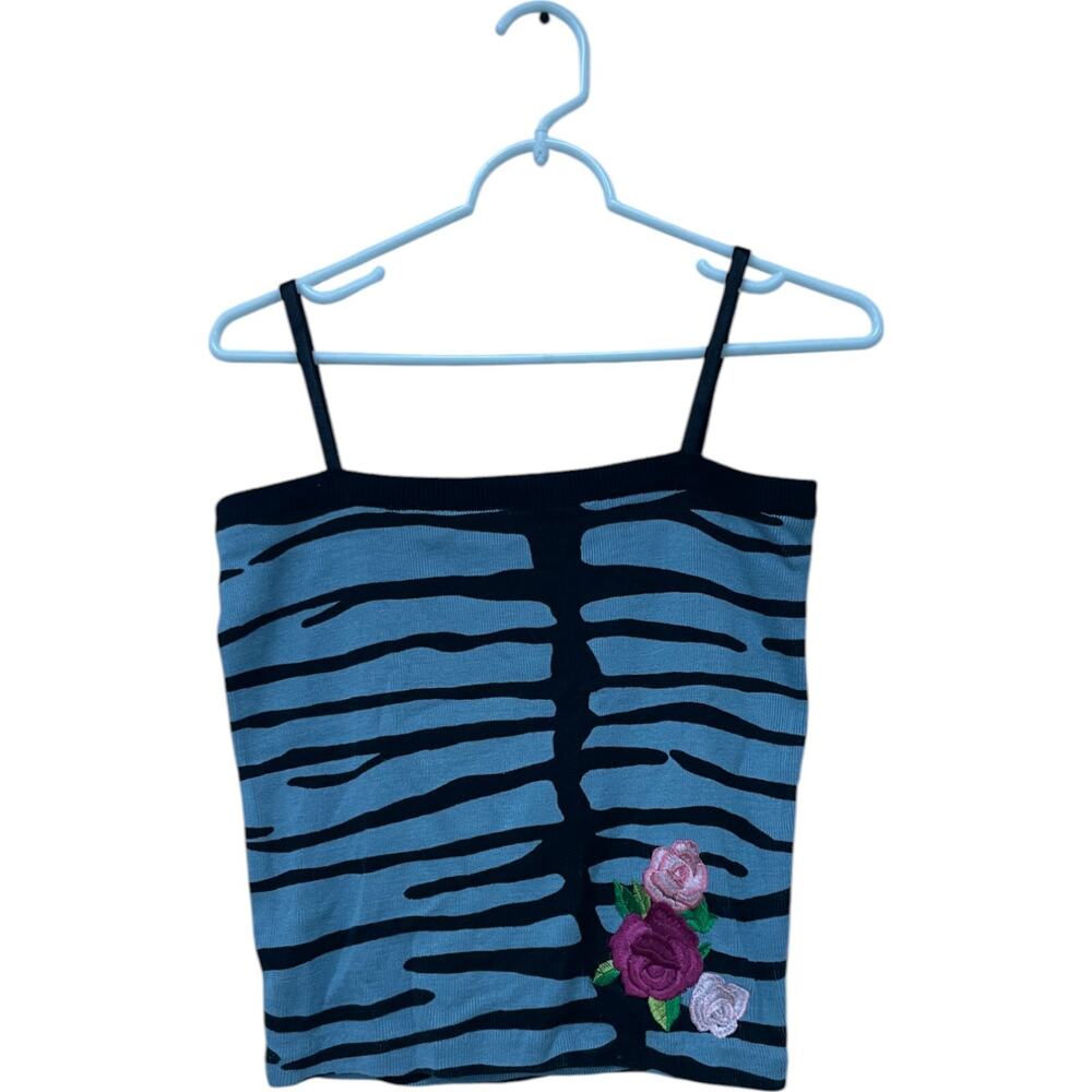 Tryst By Matthew Knitted Tank Top Women Medium Spaghetti Strap Stretch Floral